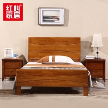 【红心家居】现代中式卧室家具实木双人床1.5米床 1.5米床+床垫