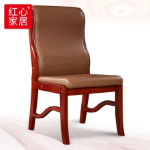 【红心家居】会议椅实木培训椅皮椅会议室椅子现代中式员工座椅 办公椅